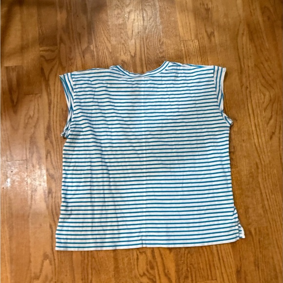 AYR White and Blue Striped Short Sleeve Tee size: Small - Picture 3 of 3